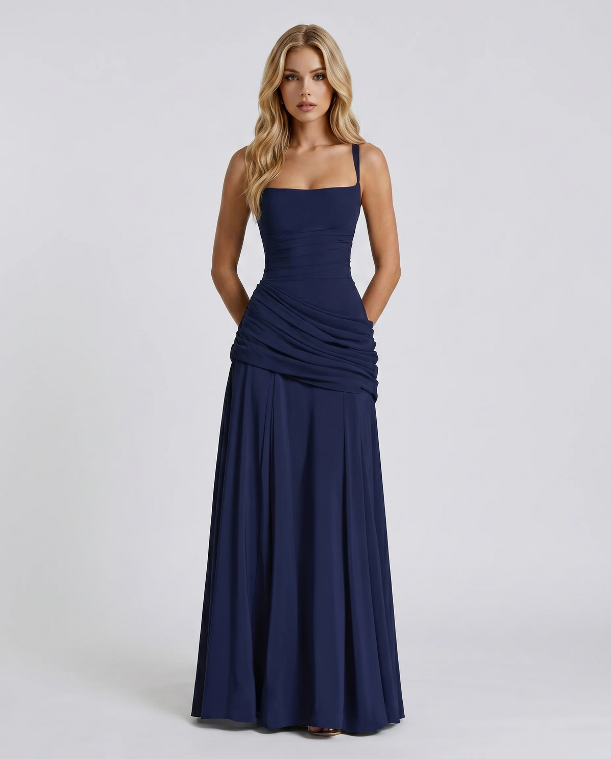 Womens Ruched Bodycon Maxi Dress
