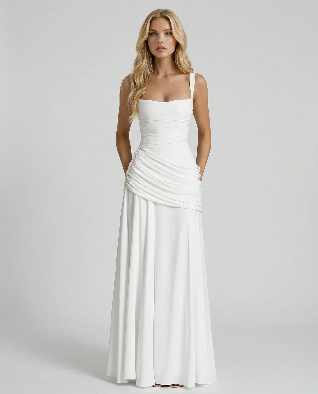 Womens Ruched Bodycon Maxi Dress