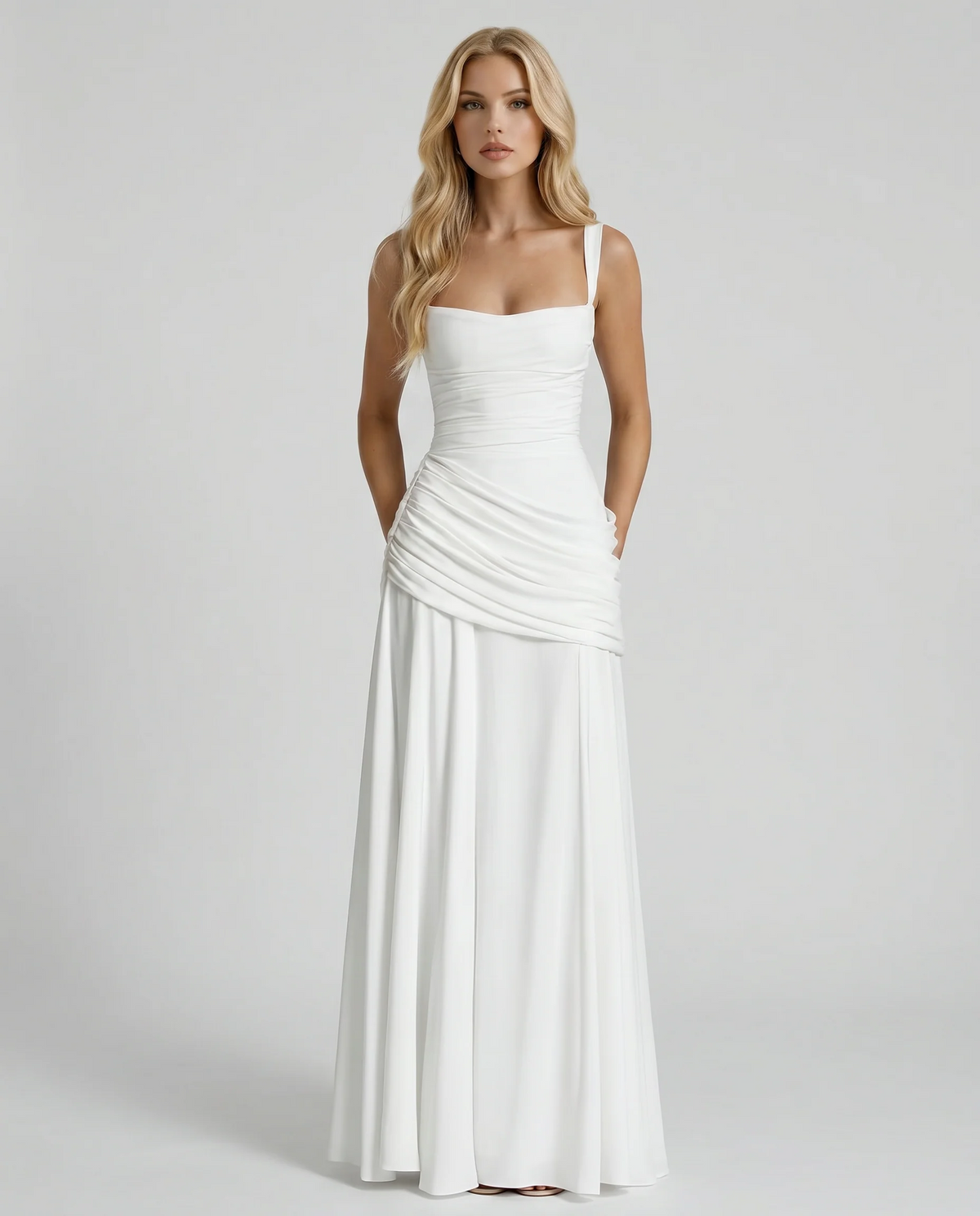 Womens Ruched Bodycon Maxi Dress