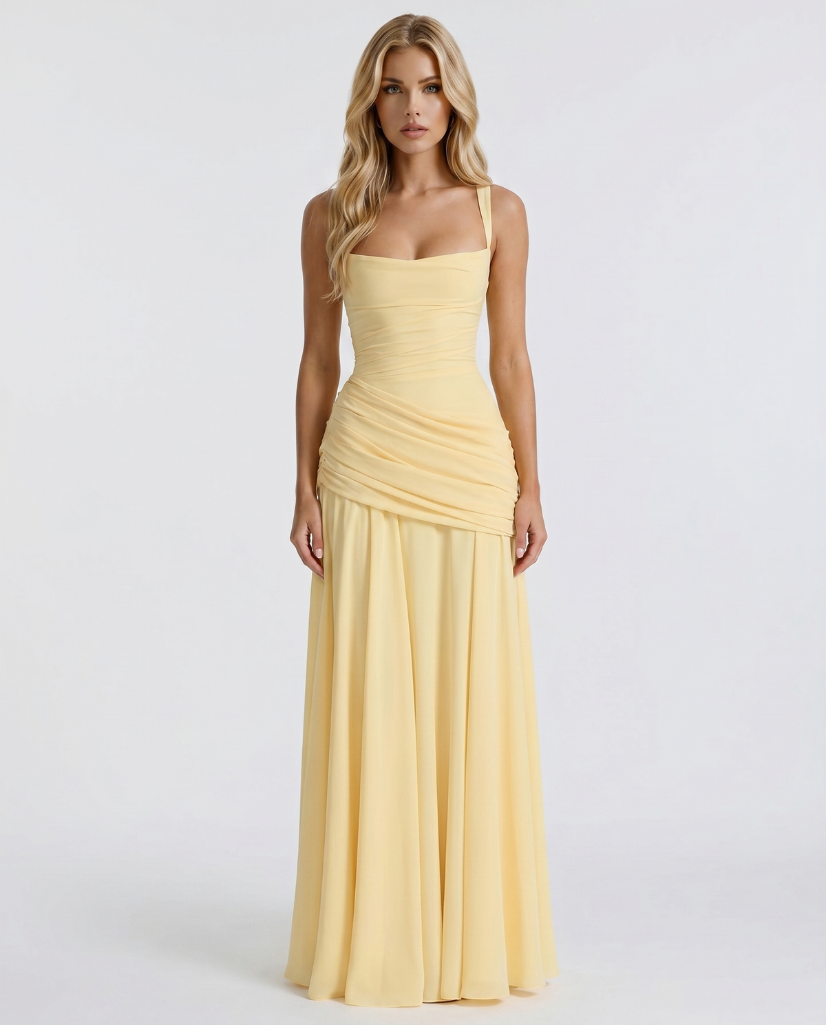 Womens Ruched Bodycon Maxi Dress