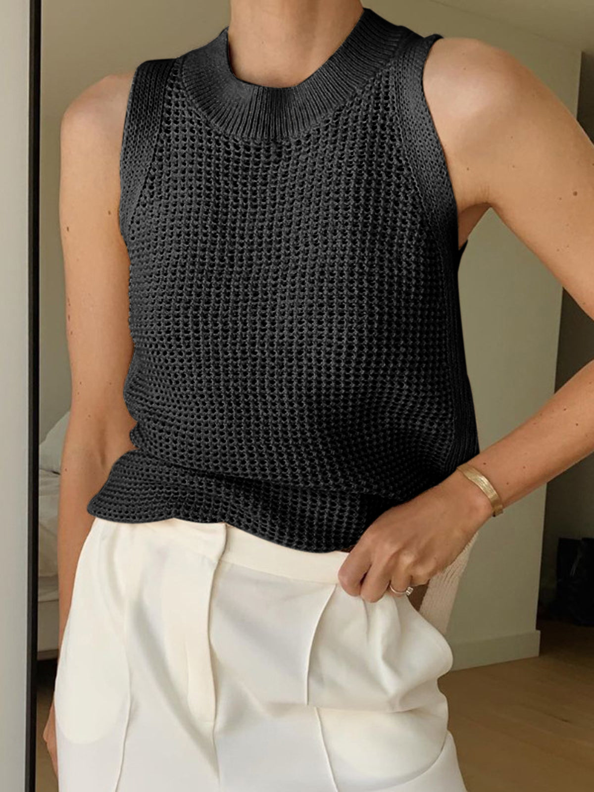 Womens Open Knit Tank Top