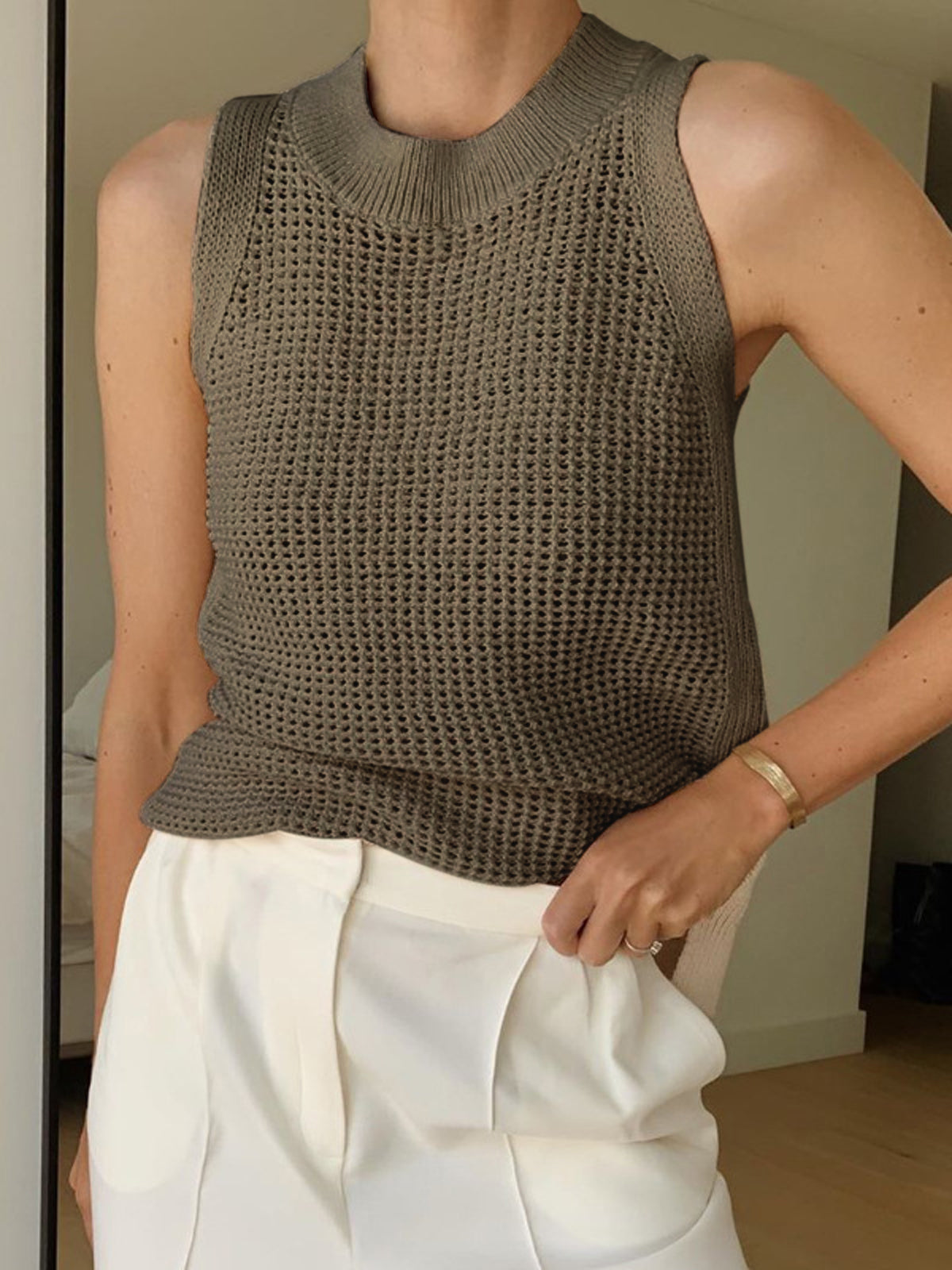Womens Open Knit Tank Top