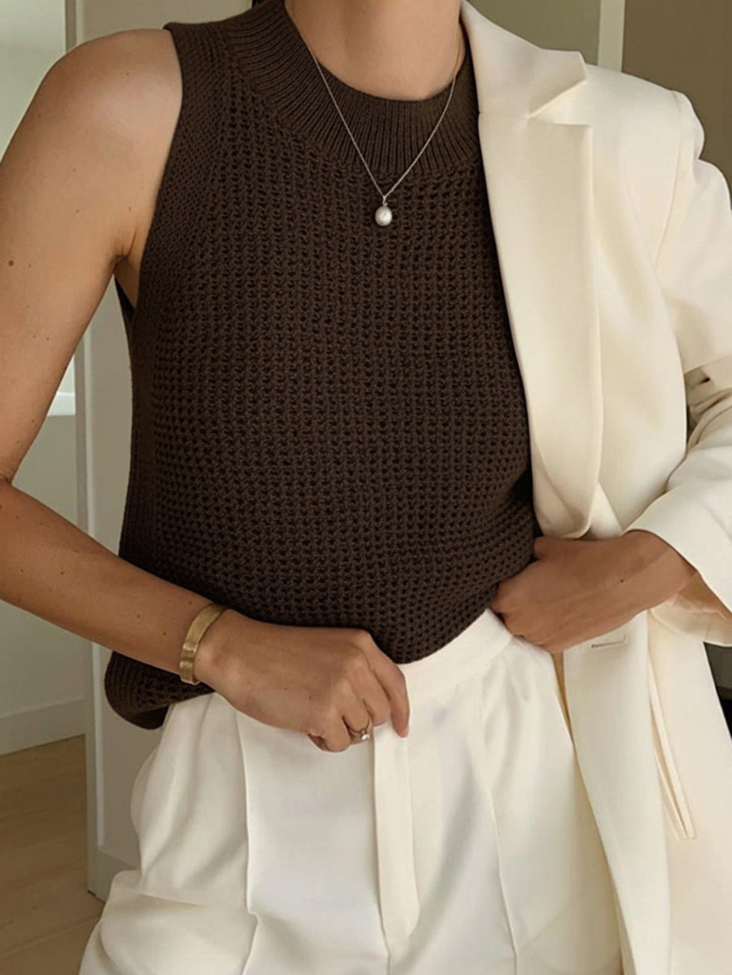 Womens Open Knit Tank Top