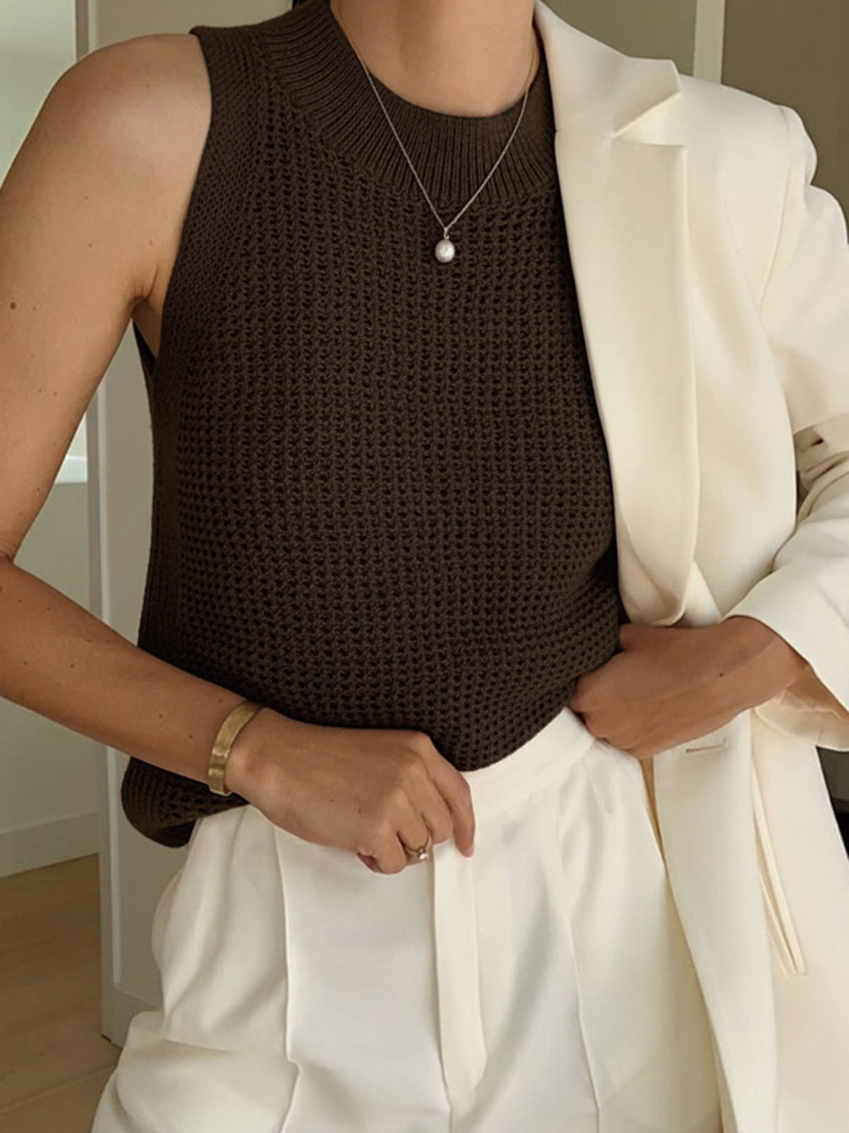 Womens Open Knit Tank Top
