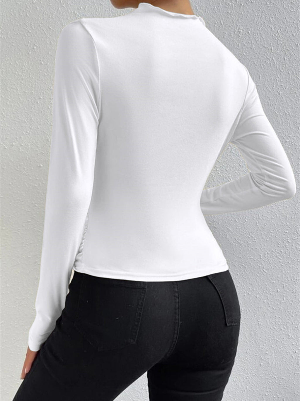 Womens Mock Neck Long Sleeve Top