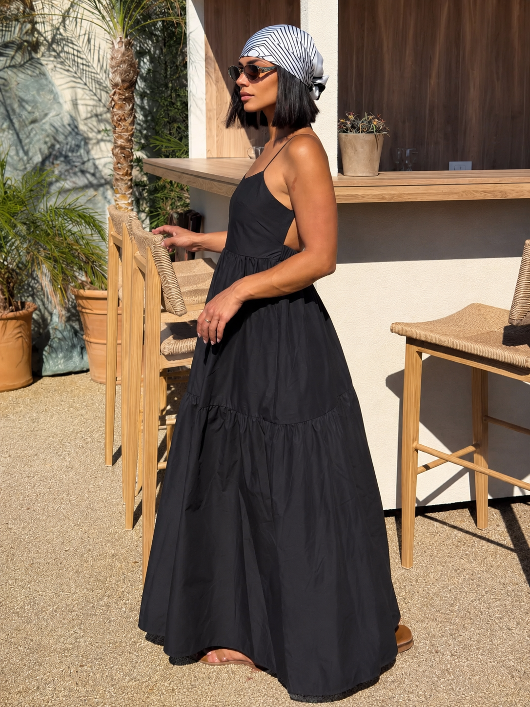 Womens Sleeveless Backless Maxi Dress