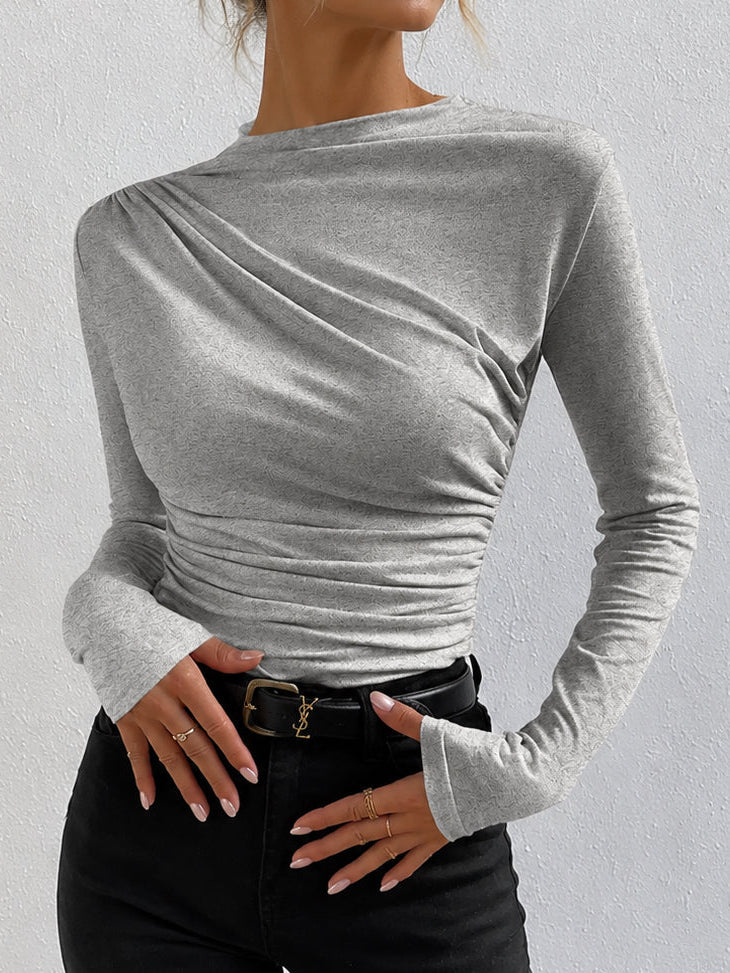 Womens Ruched Long Sleeve Top