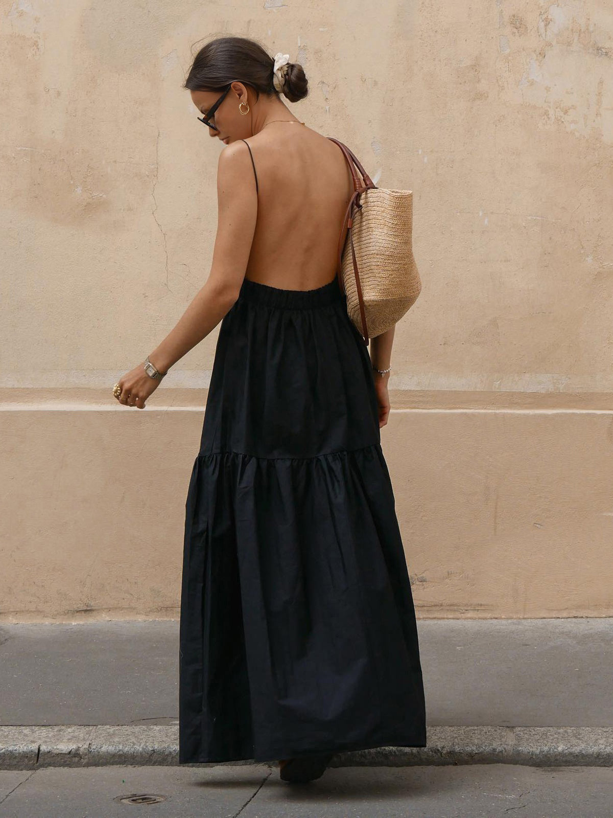 Womens Sleeveless Backless Maxi Dress