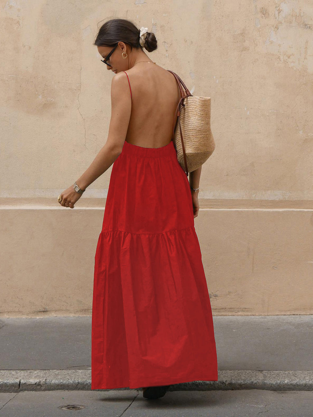 Womens Sleeveless Backless Maxi Dress