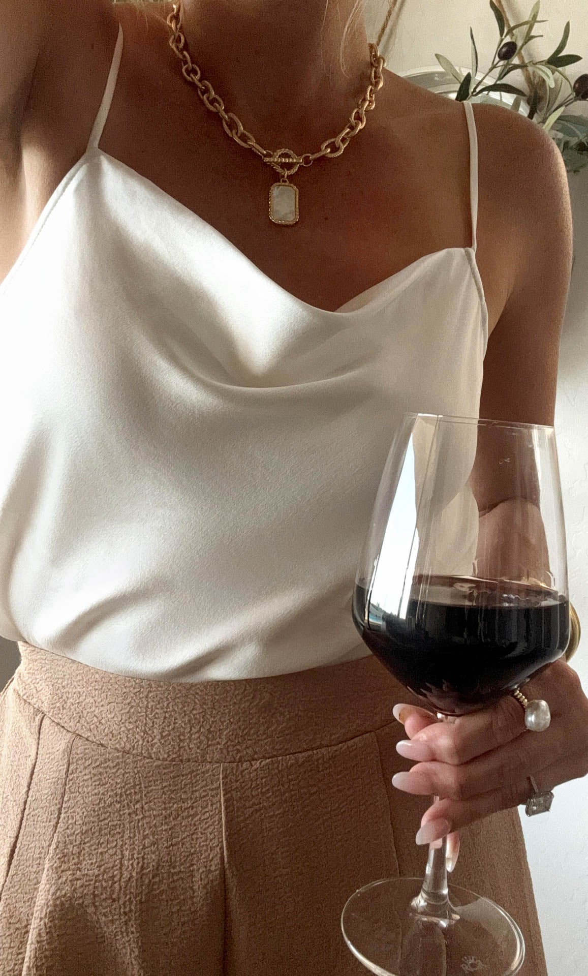Womens Silk Camisole with Cowl Neck