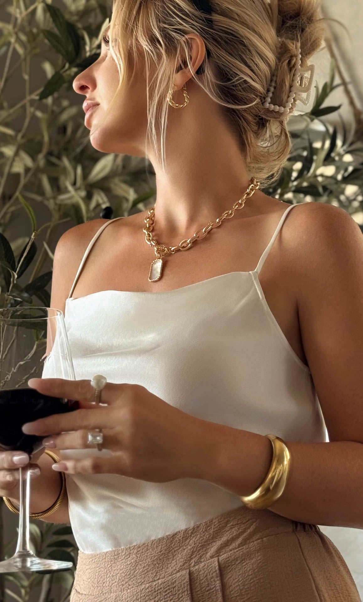 Womens Silk Camisole with Cowl Neck