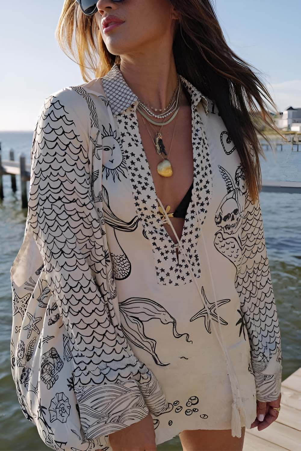 Womens Nautical Print Two Piece Set