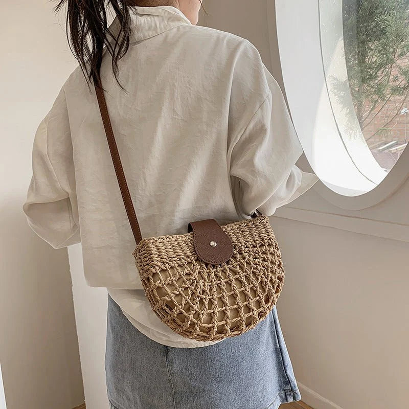 Elegant Crossbody Bag for Women with Braided Web Design