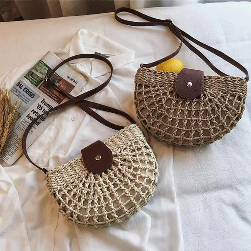 Elegant Crossbody Bag for Women with Braided Web Design