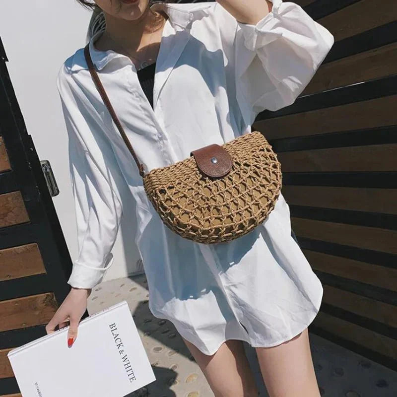 Elegant Crossbody Bag for Women with Braided Web Design
