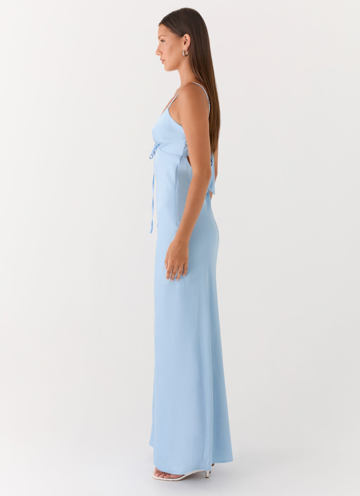 Womens Satin V Neck Maxi Dress