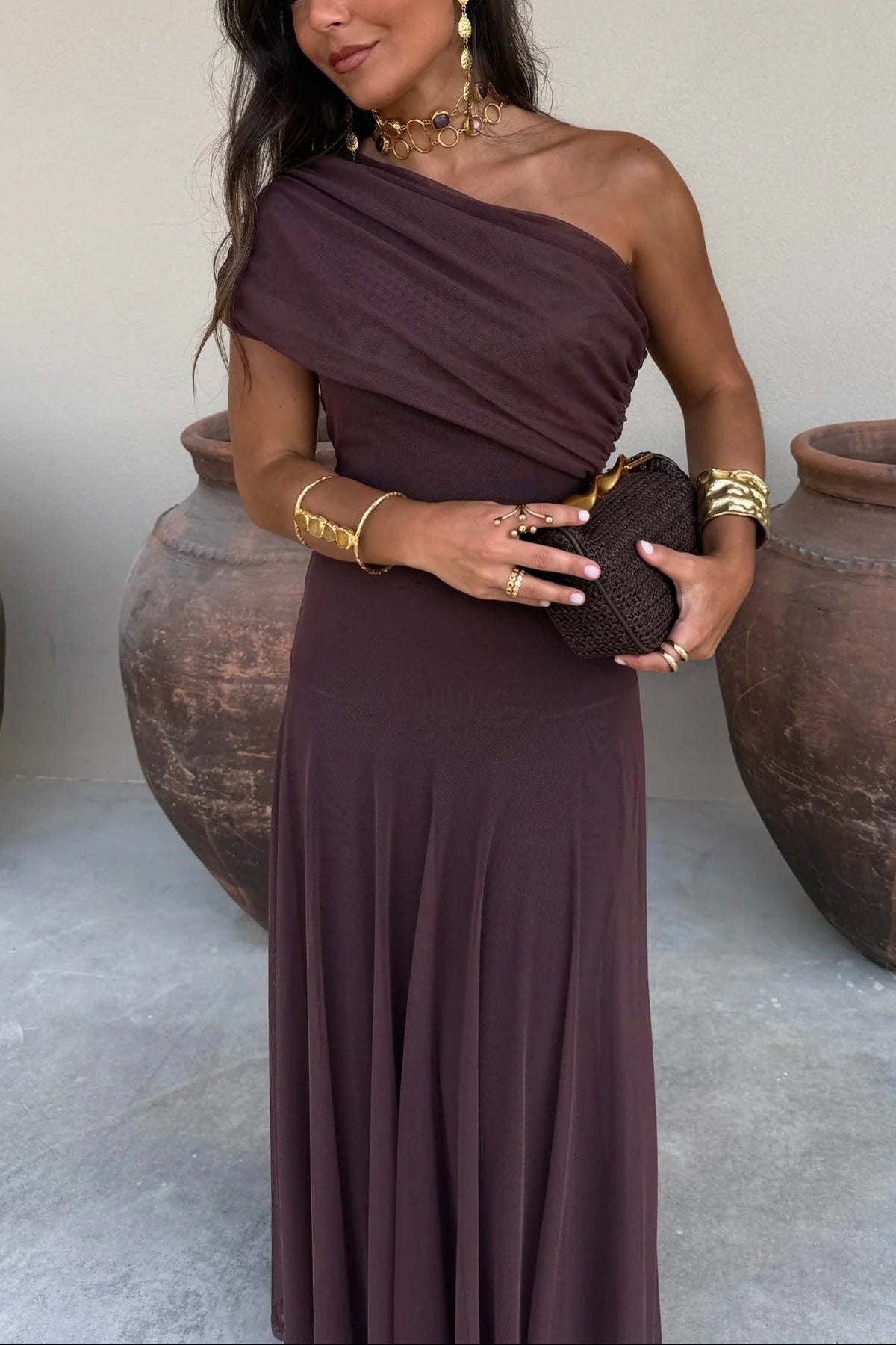 Womens One Shoulder Maxi Dress