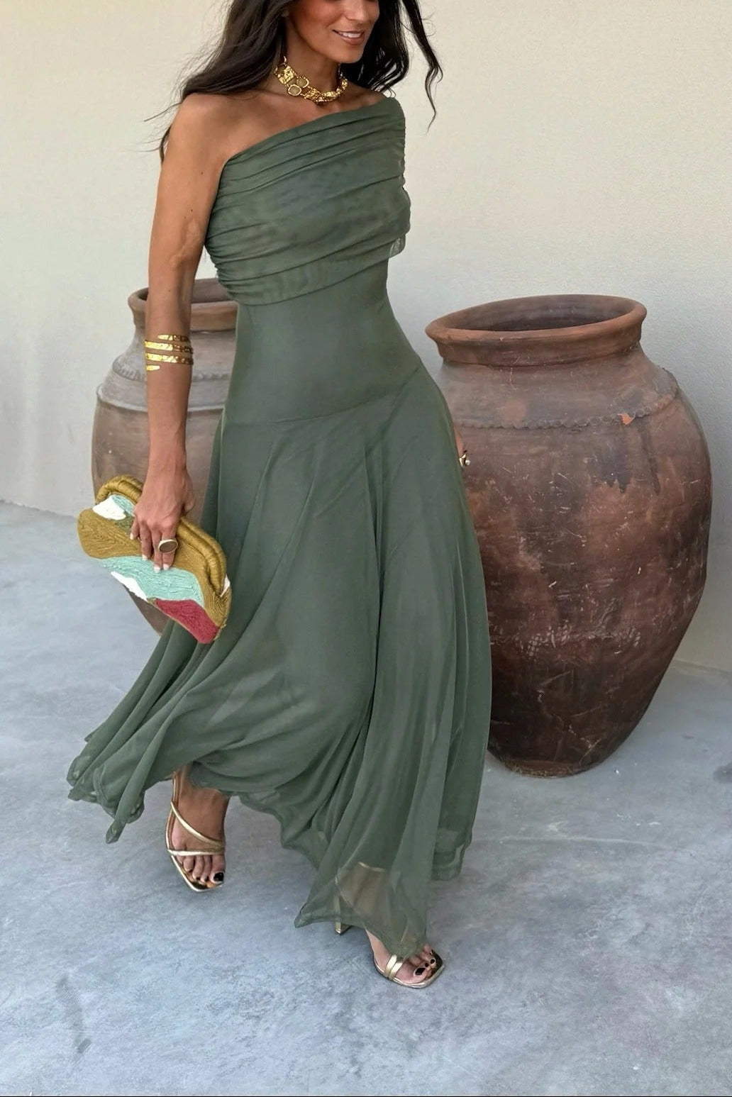 Womens One Shoulder Maxi Dress