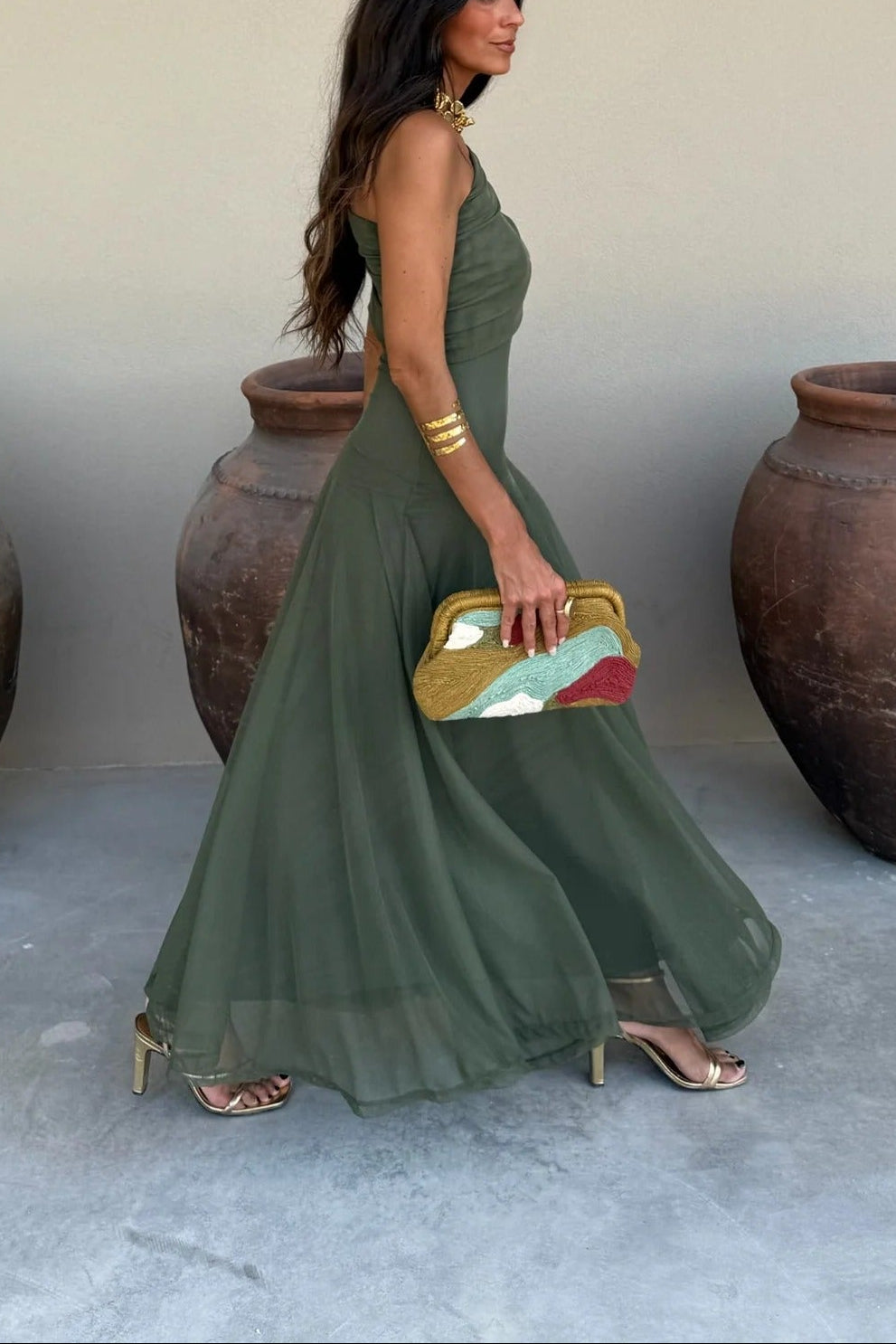 Womens One Shoulder Maxi Dress
