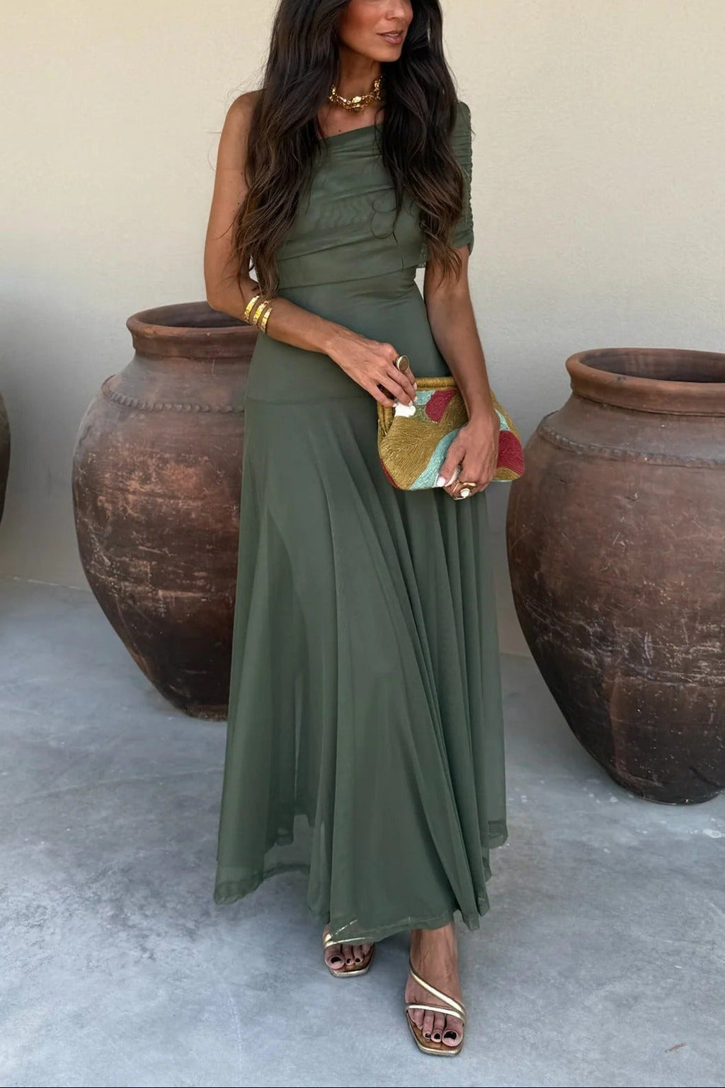 Womens One Shoulder Maxi Dress