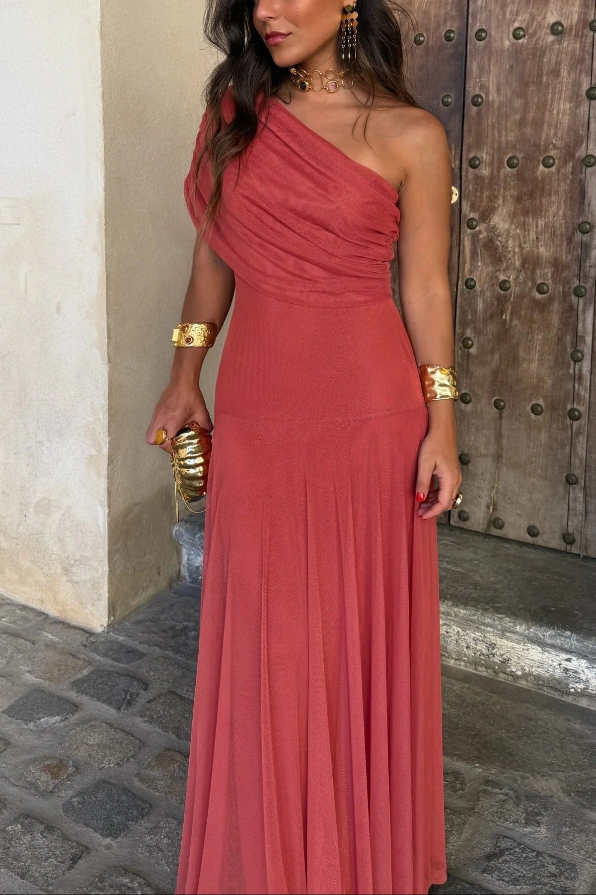 Womens One Shoulder Maxi Dress