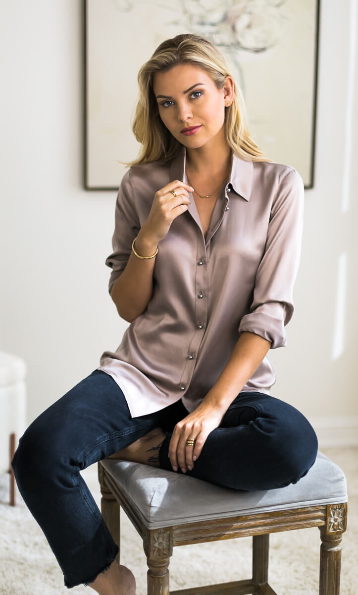 Womens Silk Button Up Shirt