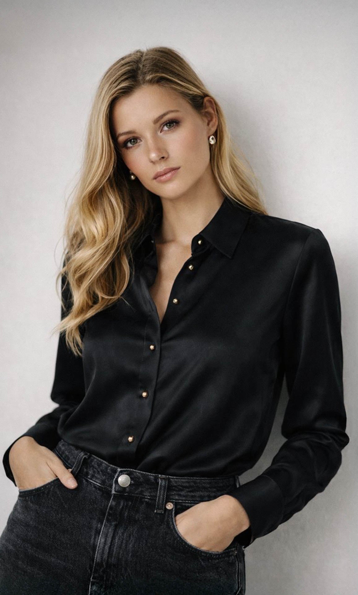 Womens Silk Button Up Shirt