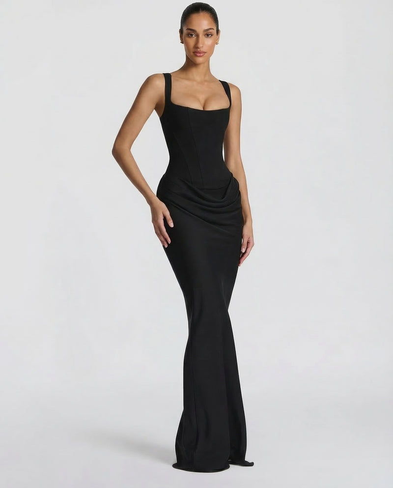 Womens Square Neck Corset Maxi Dress