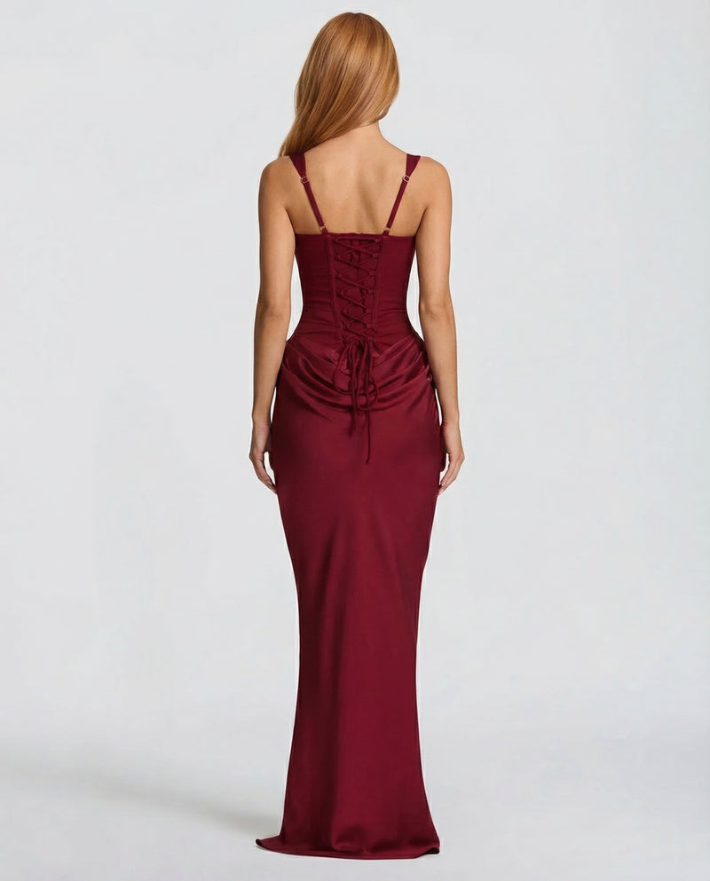 Womens Square Neck Corset Maxi Dress