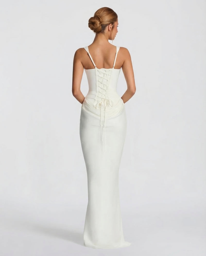 Womens Square Neck Corset Maxi Dress
