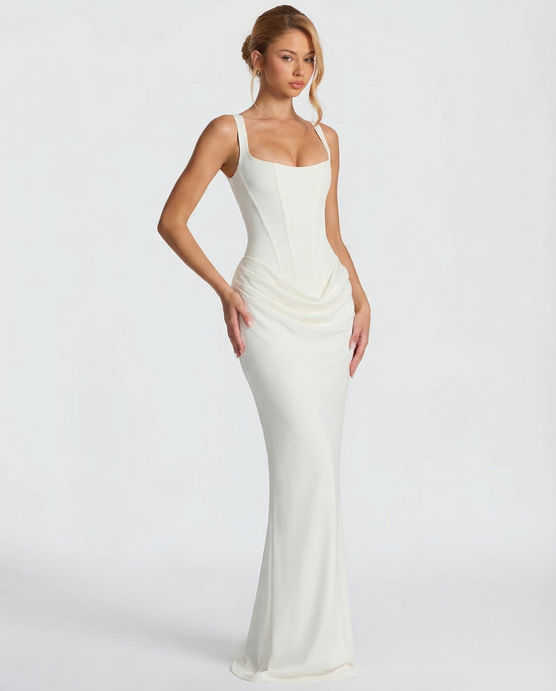 Womens Square Neck Corset Maxi Dress