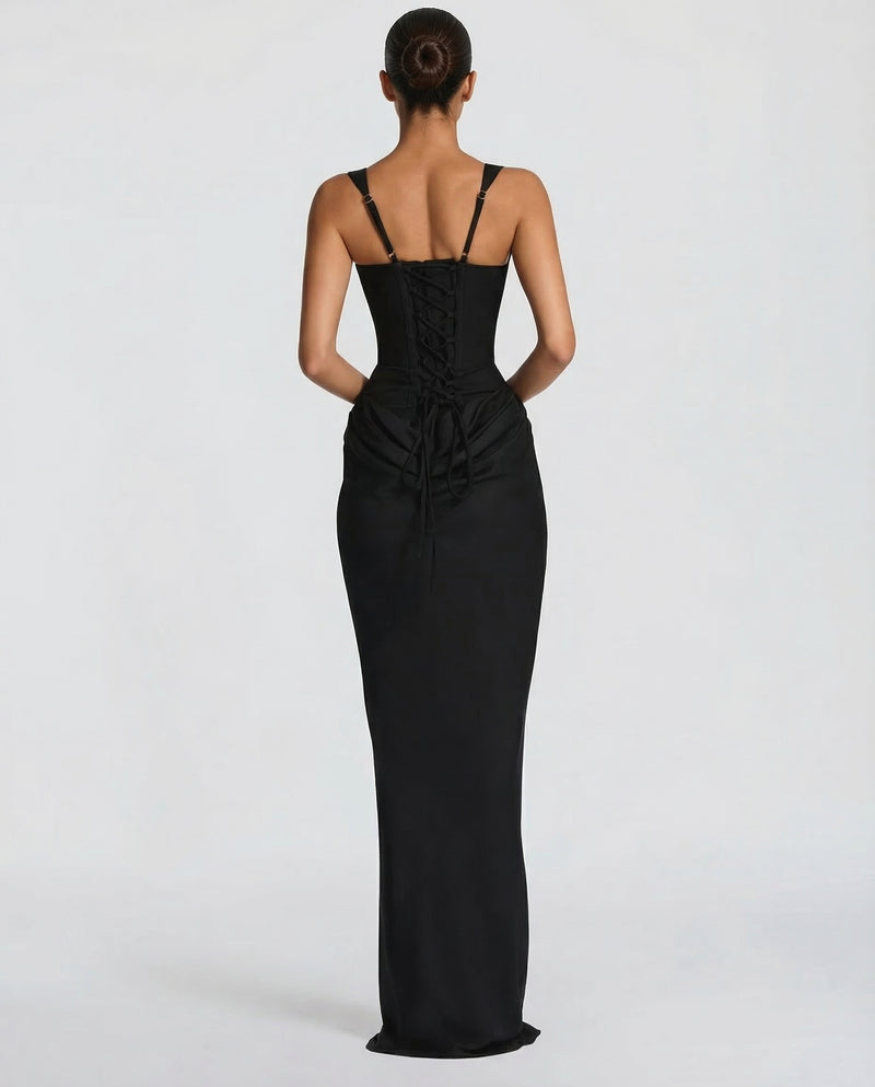 Womens Square Neck Corset Maxi Dress