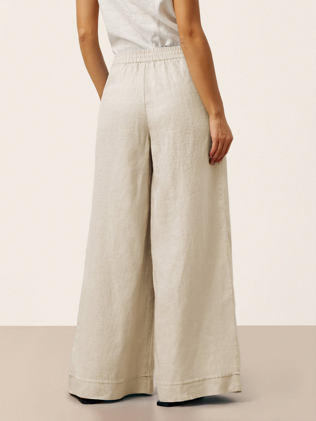 Womens High Waisted Pleated Linen Pants