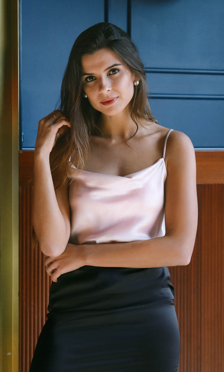 Womens Silk Camisole with Cowl Neck