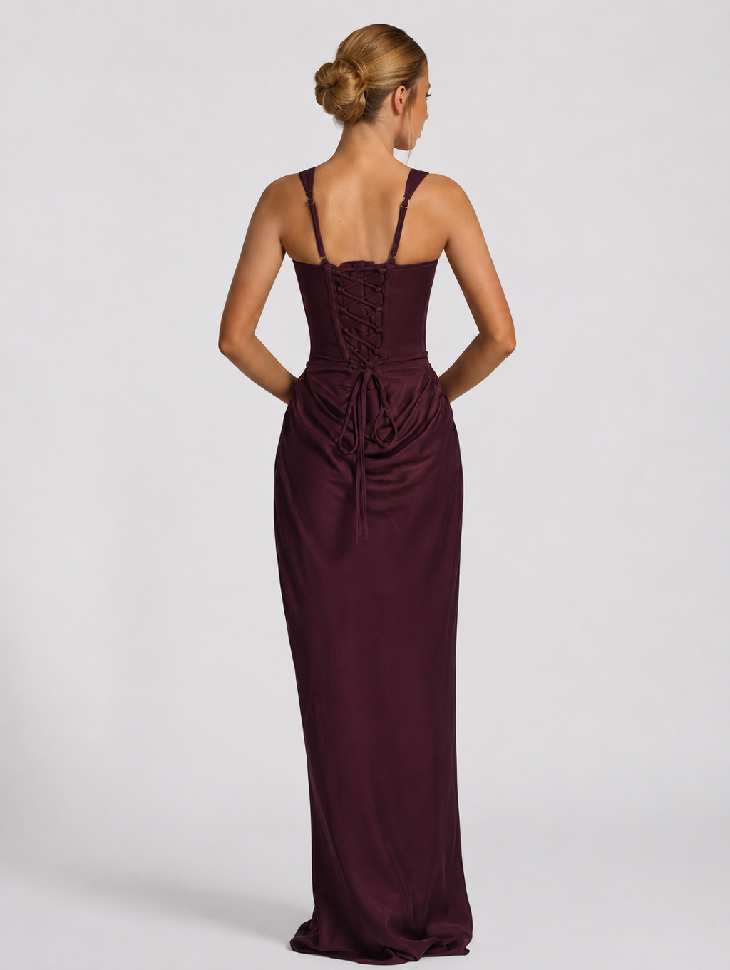 Womens Square Neck Corset Maxi Dress
