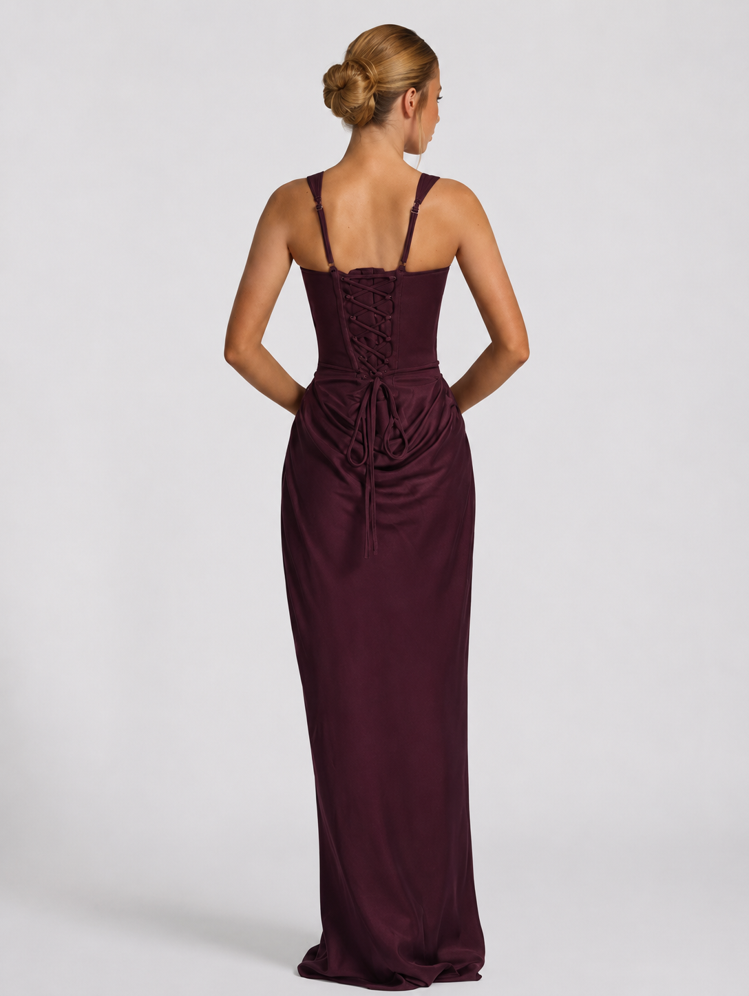Womens Square Neck Corset Maxi Dress