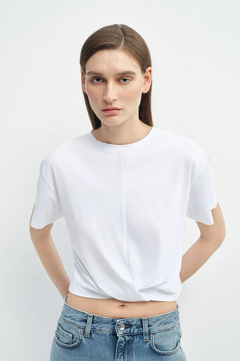Womens Twist Front Short Sleeve Top