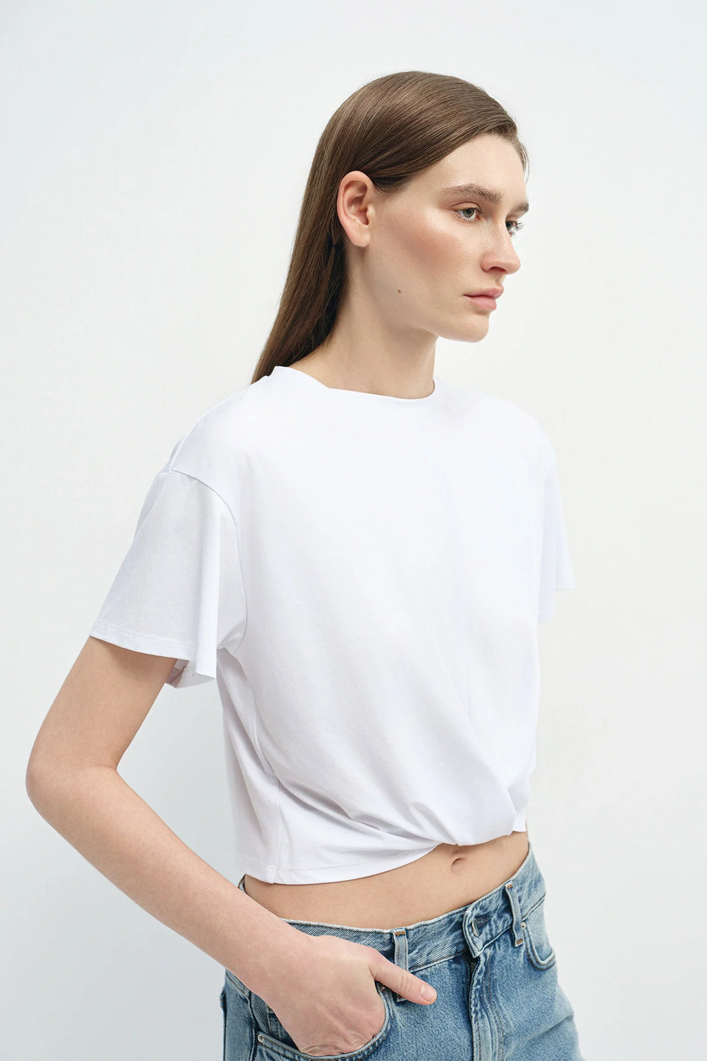 Womens Twist Front Short Sleeve Top