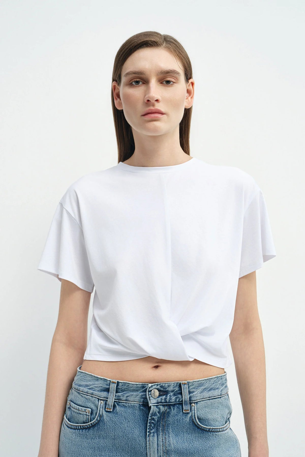 Womens Twist Front Short Sleeve Top