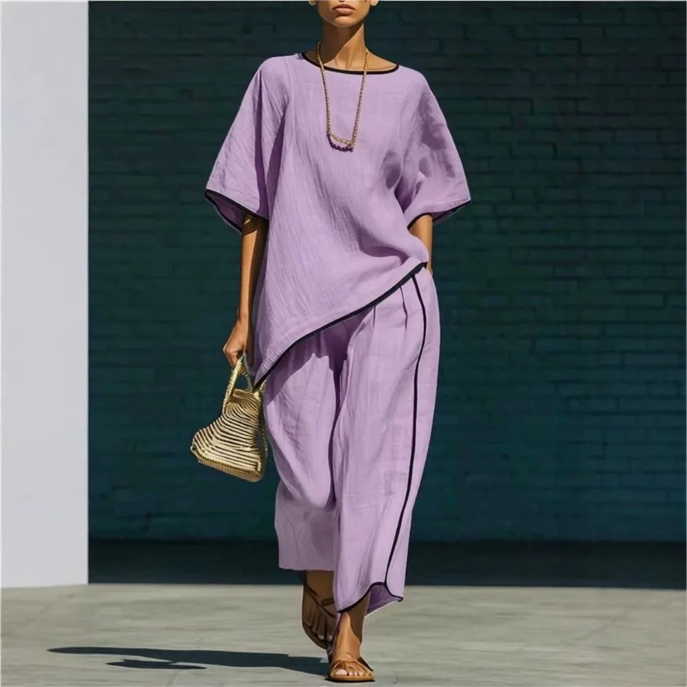 Womens Cropped Wide Leg Two Piece Set