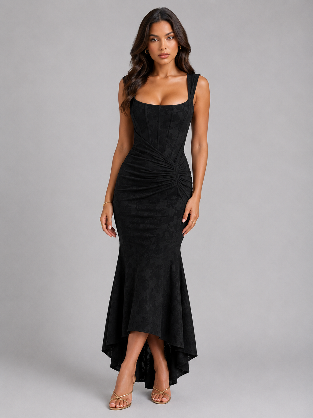 Womens Floral Corset Maxi Dress
