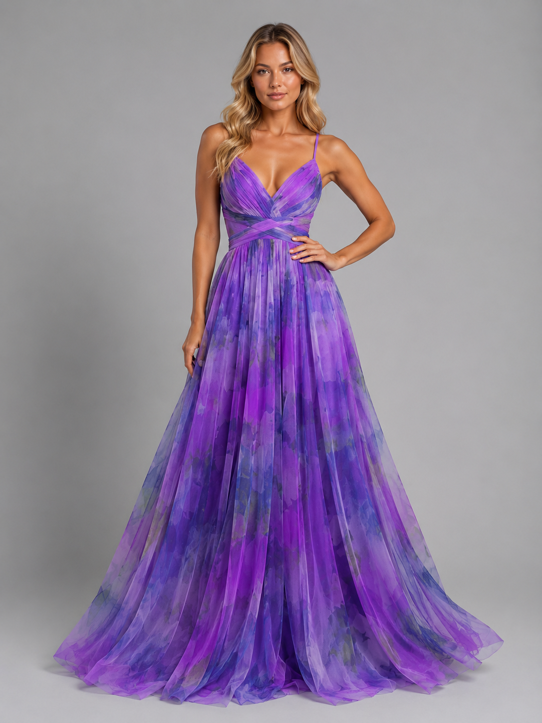 Womens Floral V Neck Maxi Dress