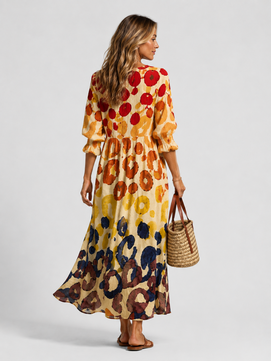 Womens Printed Maxi Shirt Dress