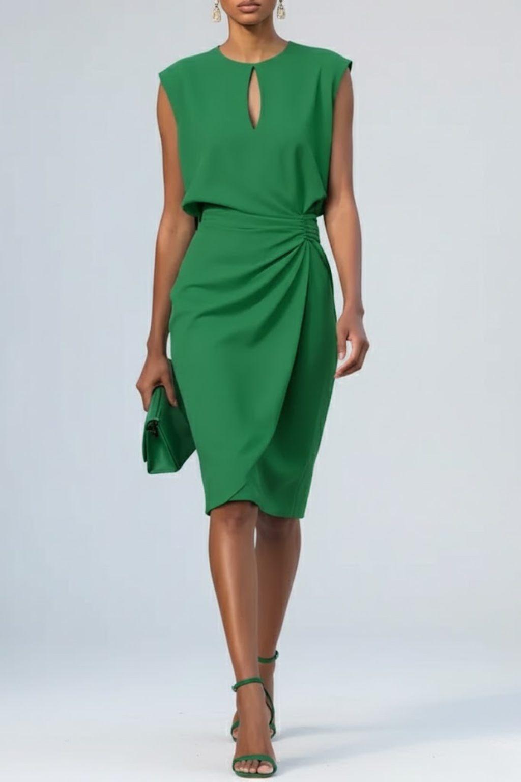 Womens Keyhole Neck Midi Dress