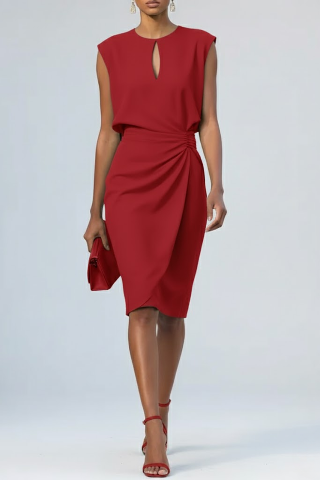 Womens Keyhole Neck Midi Dress