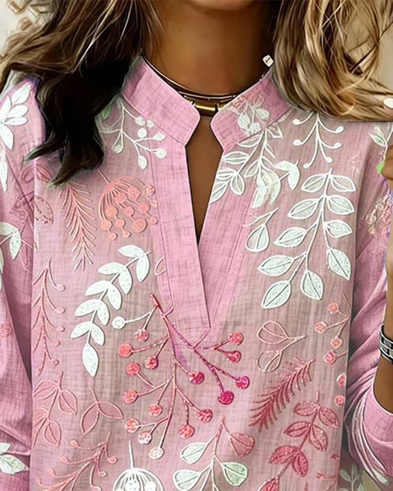 Womens Floral V Neck Blouse
