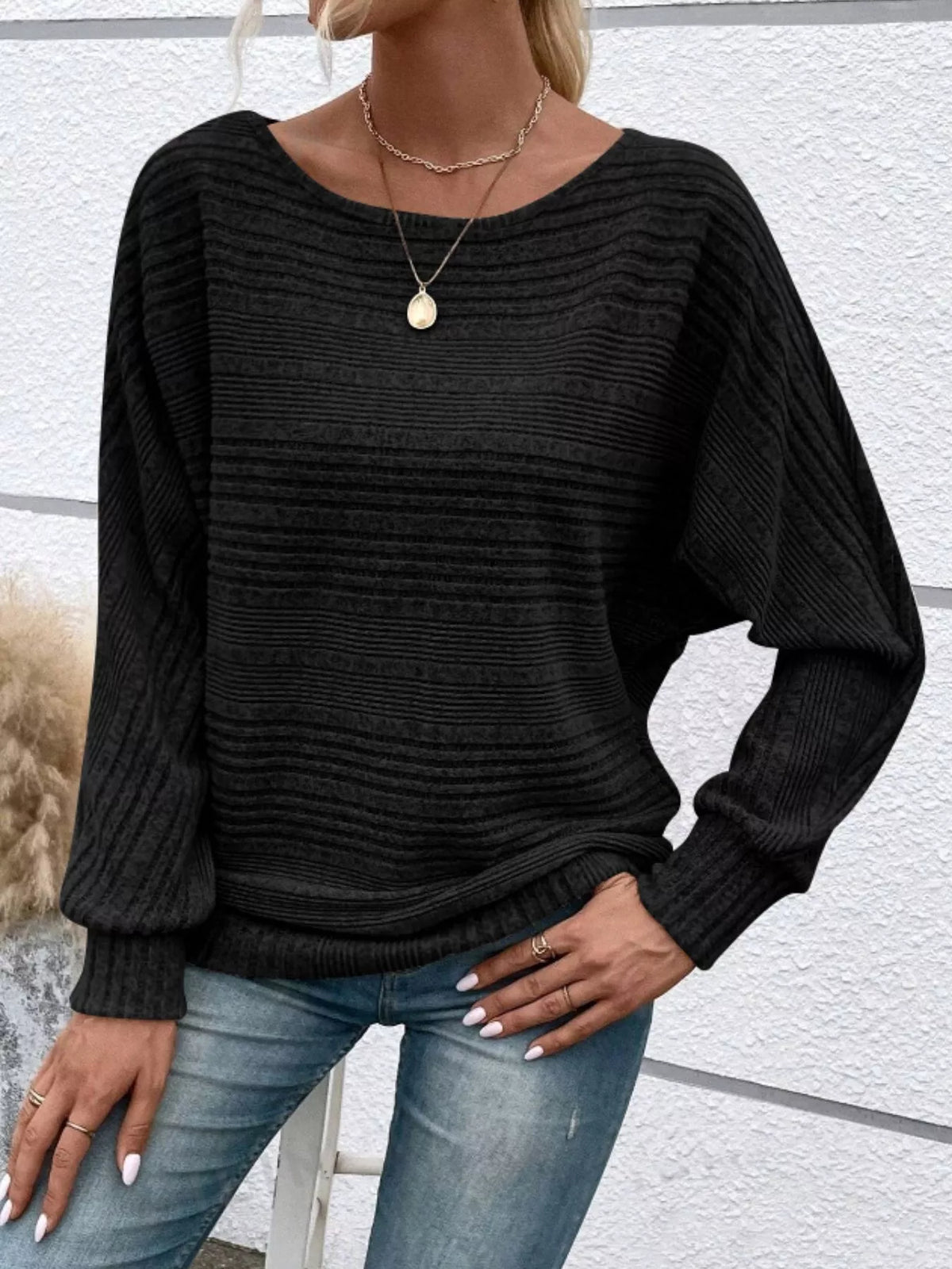 Womens Ribbed Long Sleeve Top