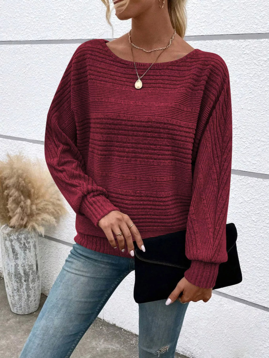 Womens Ribbed Long Sleeve Top