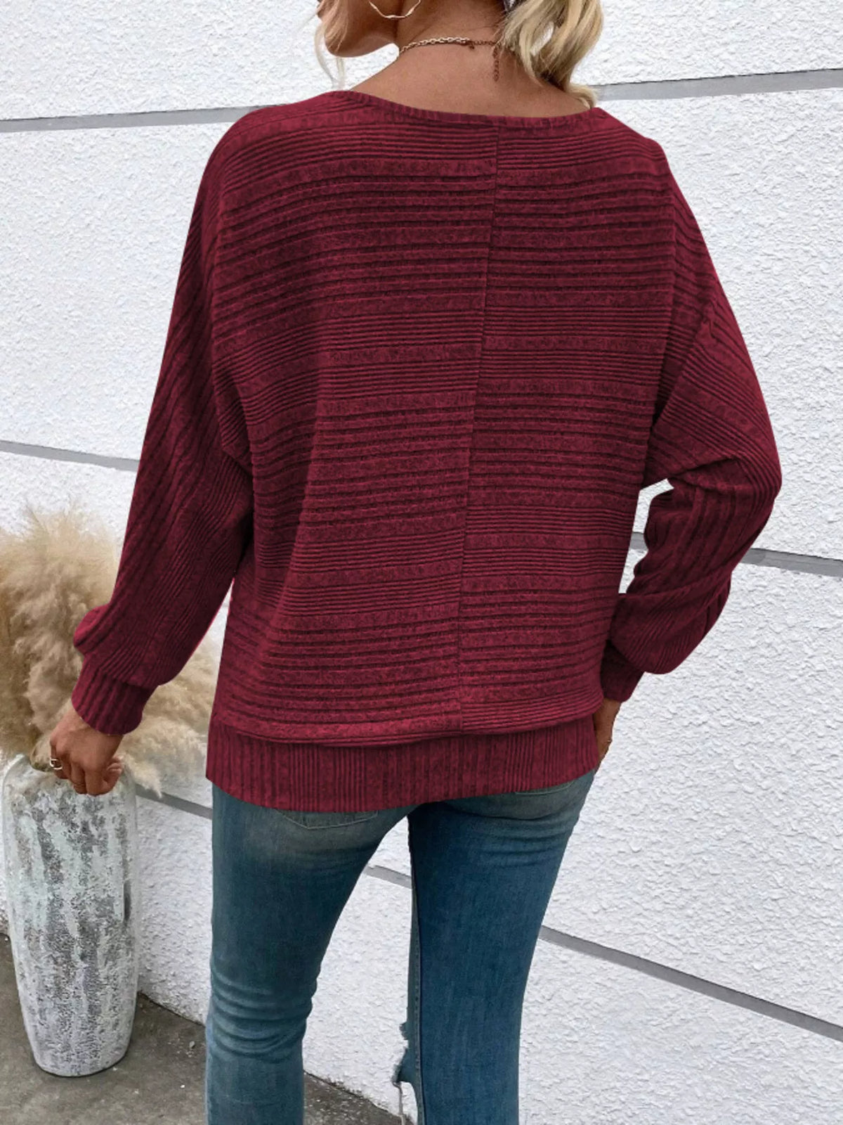 Womens Ribbed Long Sleeve Top