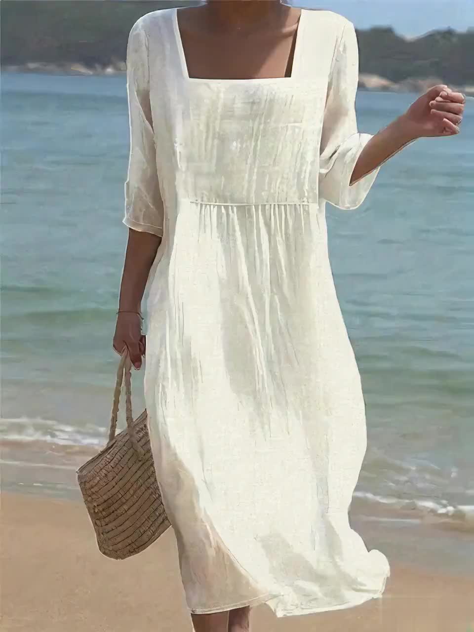 Womens White Embroidered Dress
